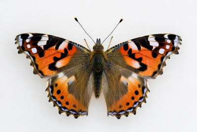 Red Admiral Butterfly on White Background