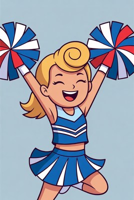 Blonde cheerleader girl with pom poms