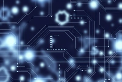 Glowing Blue Circuit Board Background