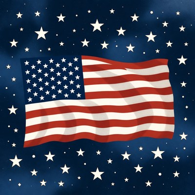 American Flag in Starry Night