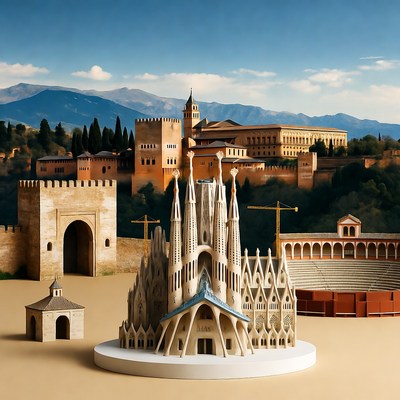 Miniature Sagrada Familia with Alhambra