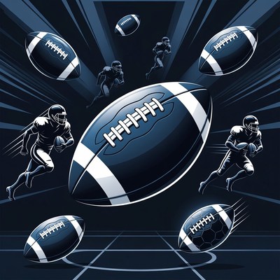 Football Players Running with Ball Illustration