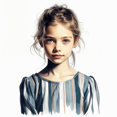 Blonde girl in striped dress portrait