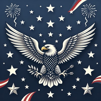 Bald Eagle with Arrows and Olive Branch