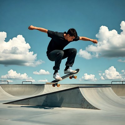 Man skateboarding in skatepark