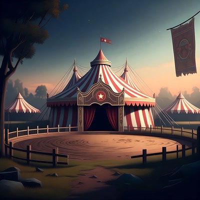 Circus Tents in Twilight Field