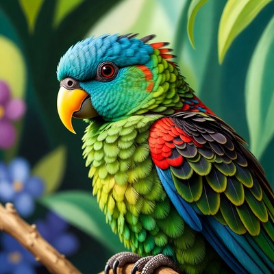 Colorful Parrot on Branch