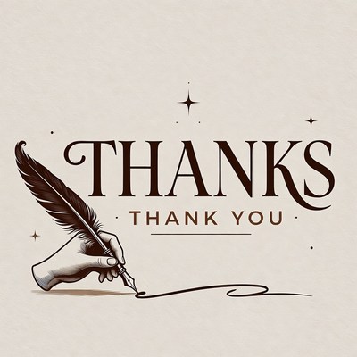 Hand writing Thanks Thank You illustration