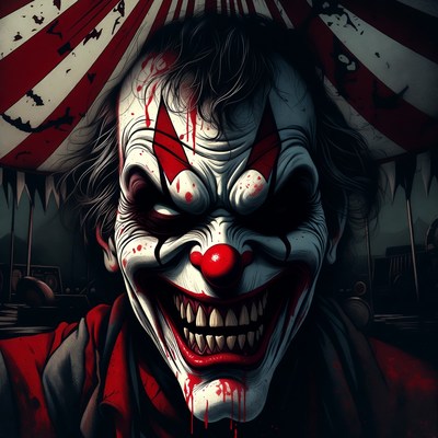 Evil Clown with Bloody Face