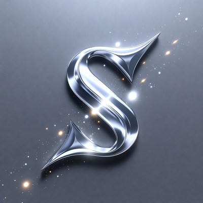 Shiny Metallic Silver Letter S
