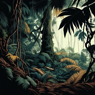 Lush Tropical Jungle Illustration