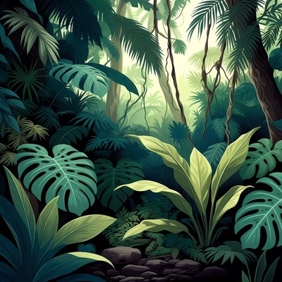 Lush Tropical Jungle Illustration