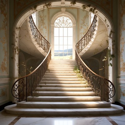 Elegant Grand Staircase in Mansion