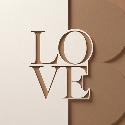 3D Love Text on Beige Background