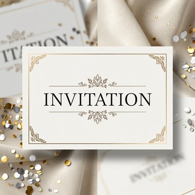 Elegant Invitation Card with Gold Confetti
