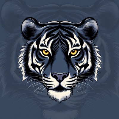 Black tiger face illustration