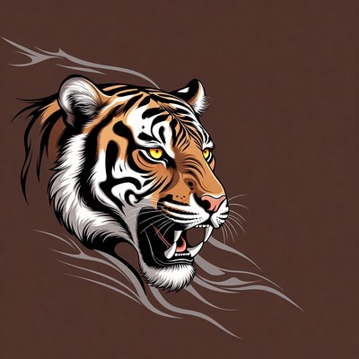 Roaring tiger head illustration