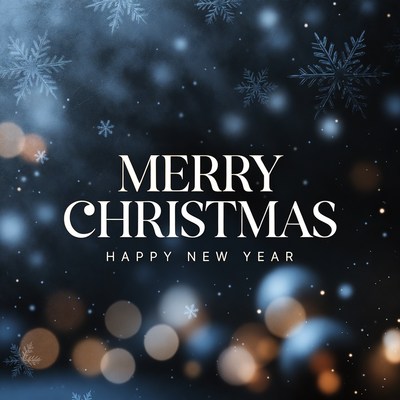 Merry Christmas Happy New Year Snowflakes