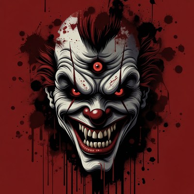 Scary Clown Face Illustration