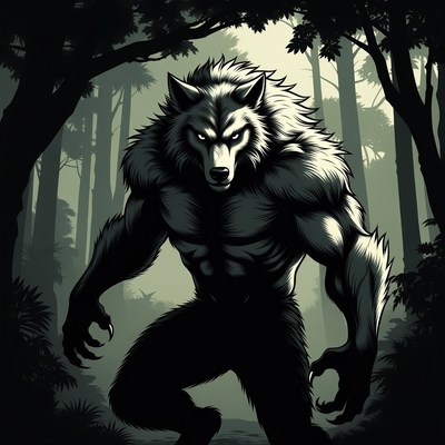Fierce Werewolf in Dark Forest