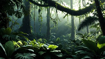 Lush Tropical Jungle with Vines