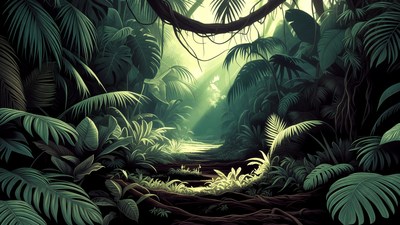 Jungle Path in Dense Forest