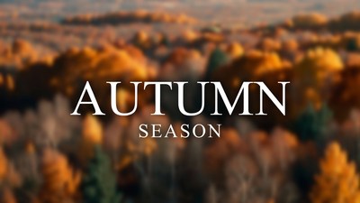 Autumn Season Text on Fall Foliage