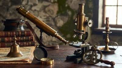 Vintage Scientific Instruments on Table