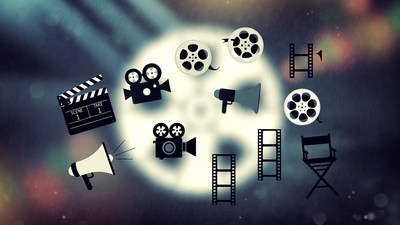 Cinema Icons on Dark Background