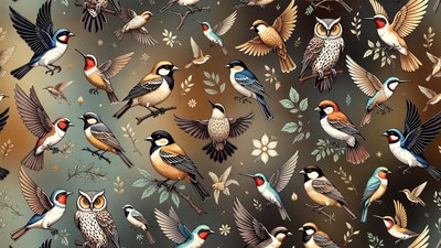 Colorful Birds Flying Illustration