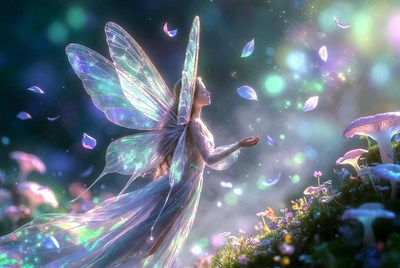 Fairy woman with glowing wings