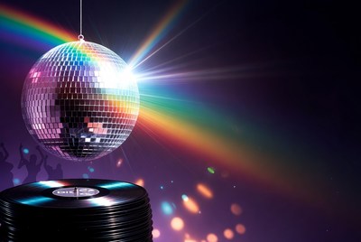 Disco Ball with Vinyl Records