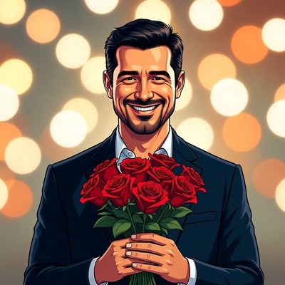 Man holding red roses