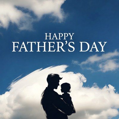 Father Holding Daughter Silhouette Happy Father's Day