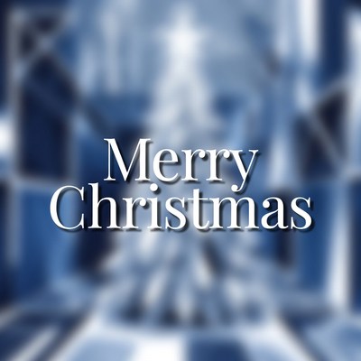 Merry Christmas Text on Blue Background