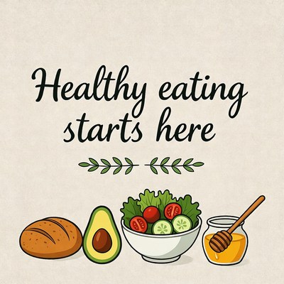 Healthy Eating Illustration with Veggies and Honey