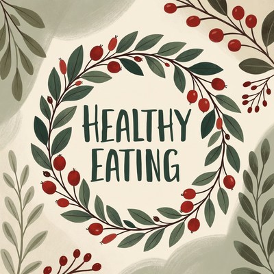Healthy Eating Wreath Illustration