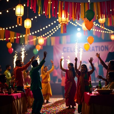 Indian Festival Celebration with Dancing People