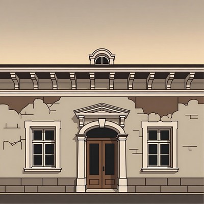 Old European Building Illustration