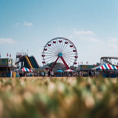 Ferris Wheel at Crowded Carnival