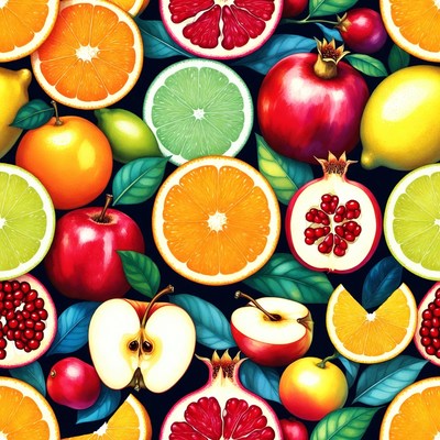 Vibrant Citrus and Fruit Illustration