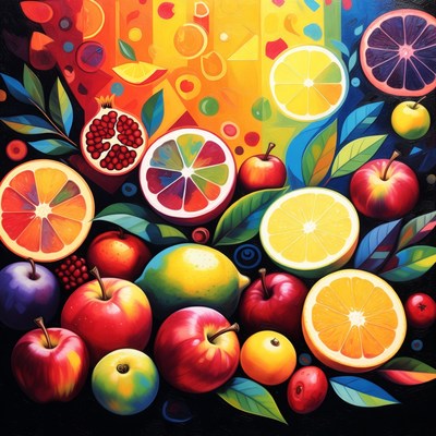 Vibrant Citrus and Fruit Still Life