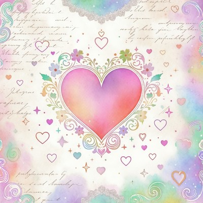 Ornate Pink Heart Illustration