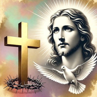 Jesus Christ with Cross and Dove