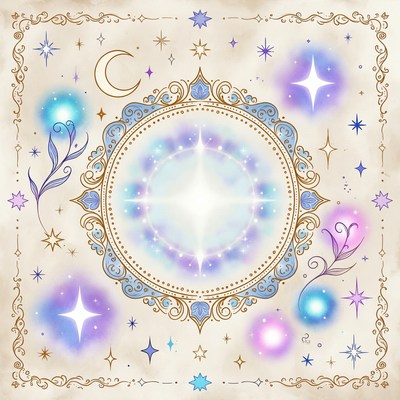 Ornate Magical Frame with Stars and Moon