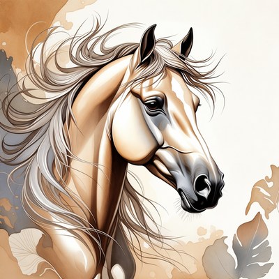 Watercolor Horse Head Portrait