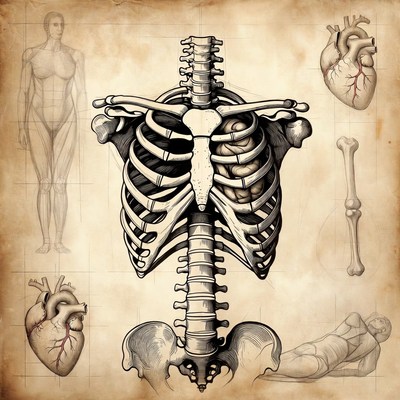 Vintage Human Skeleton Anatomy Illustration