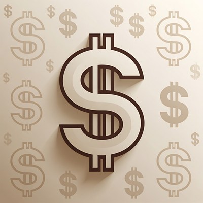3D Dollar Sign with Background