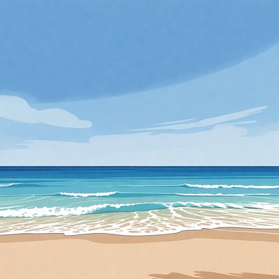 Ocean Waves Crashing on Sandy Beach