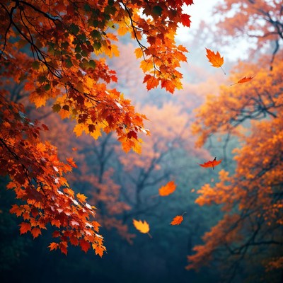 Autumn Maple Leaves Falling